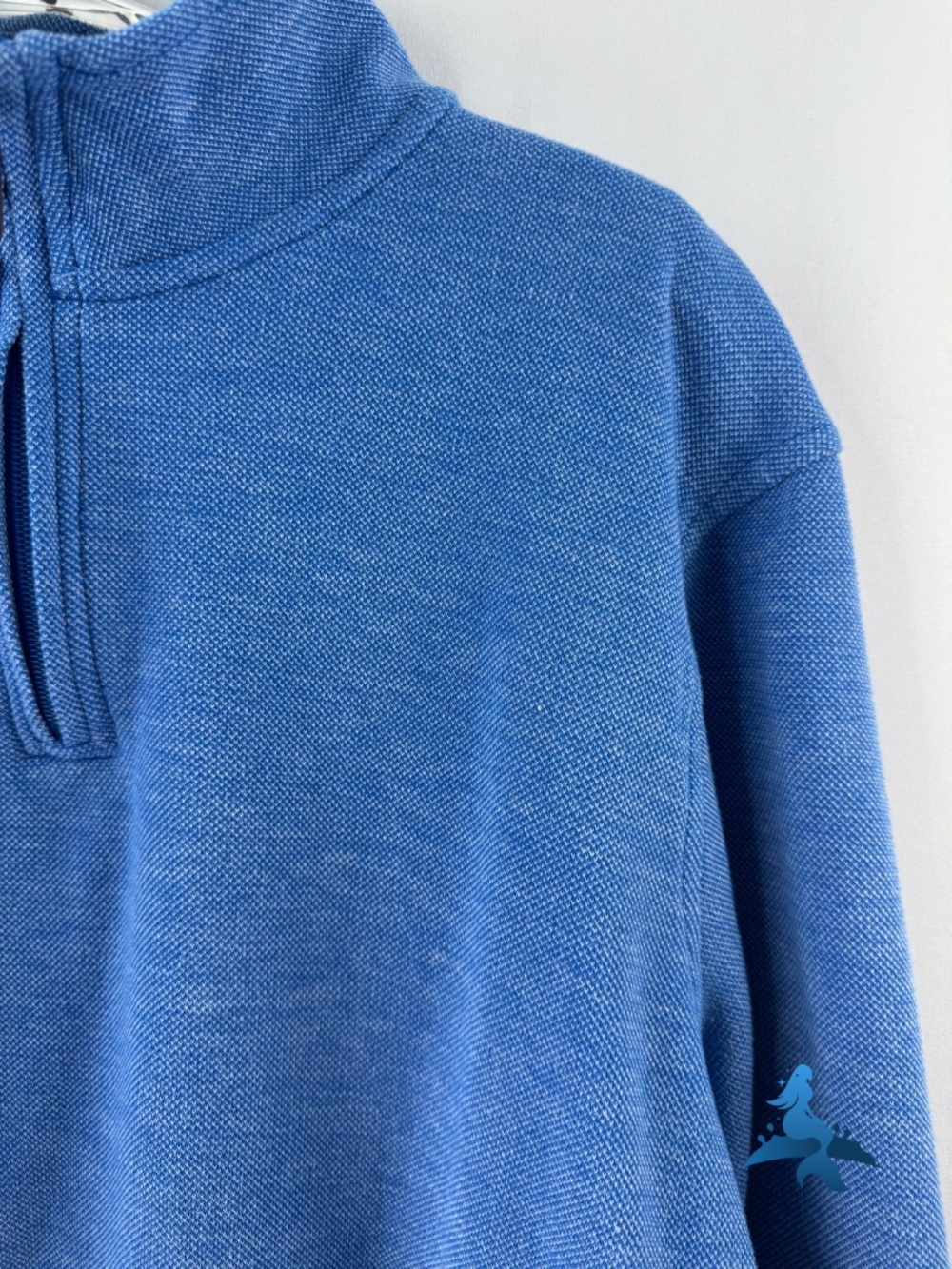 1311 J.Crew Performance Bird's-Eye Quarter-Zip Pullover - L - Blue - Picture 4 of 16